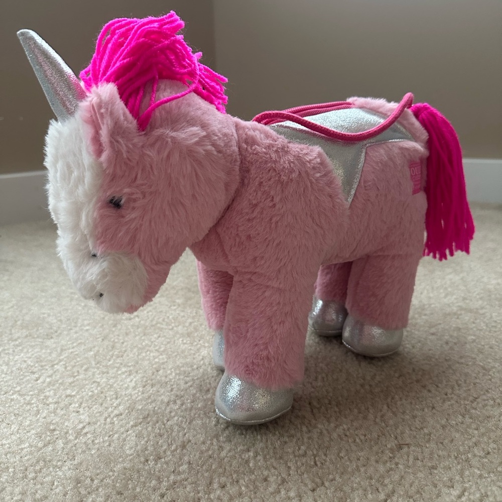 Joules kids girls Unicorn horse silver star pink purse bag